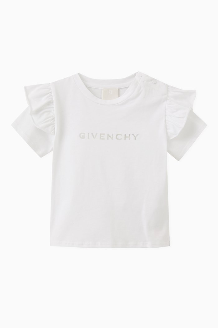 

Logo-print Ruffled T-shirt in Cotton-jersey, White