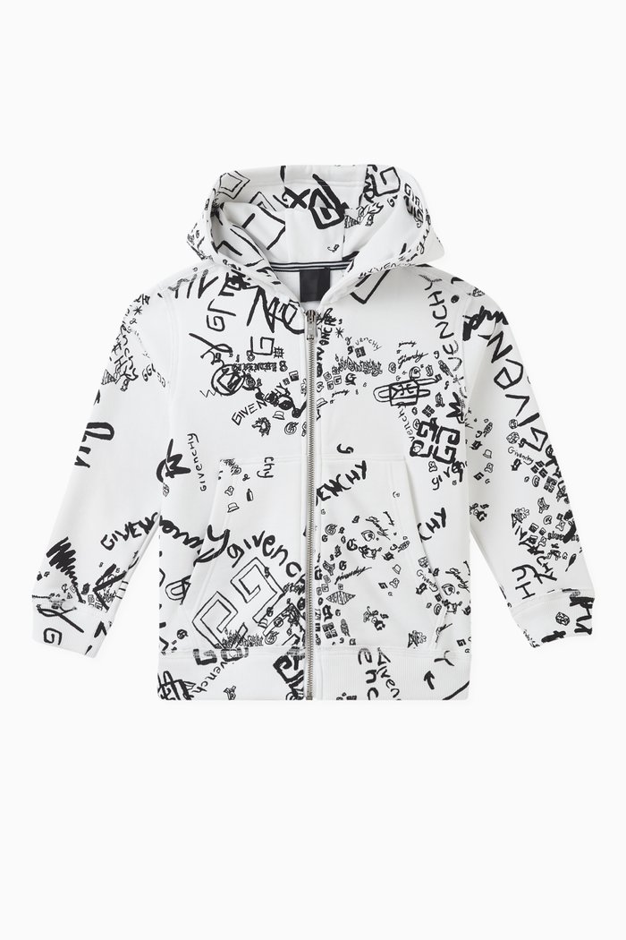 

Graphic-print Hoodie in Cotton, White