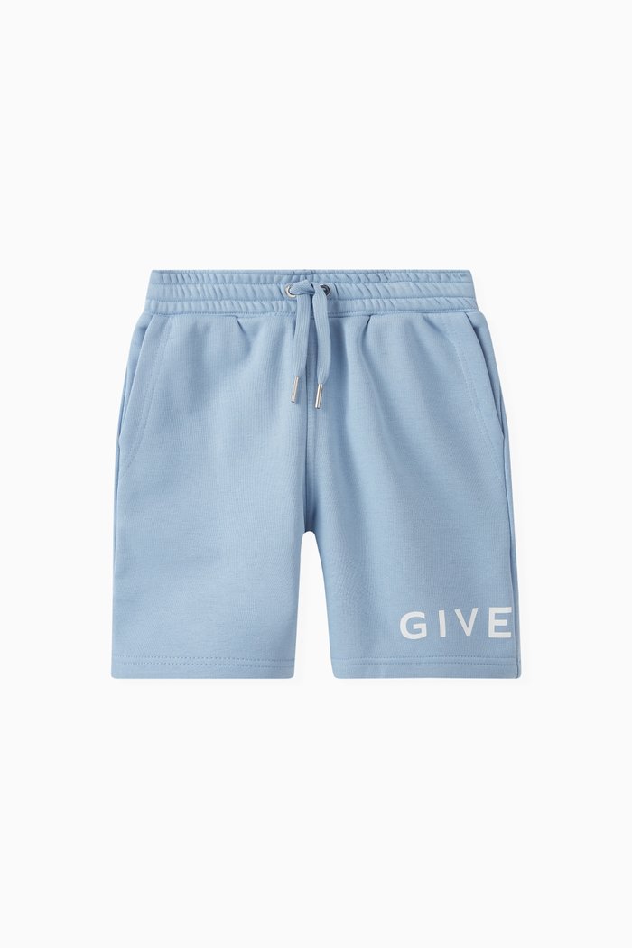 

Logo Detail Shorts in Cotton Blend, Blue