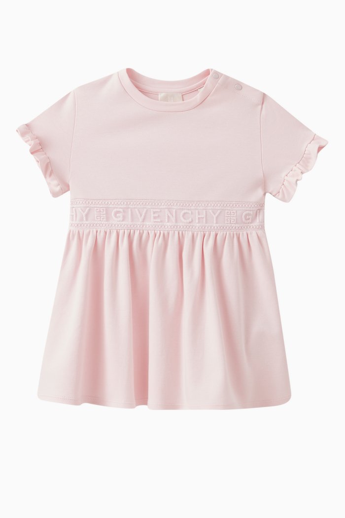 

Logo Waist Dress in Cotton, Pink