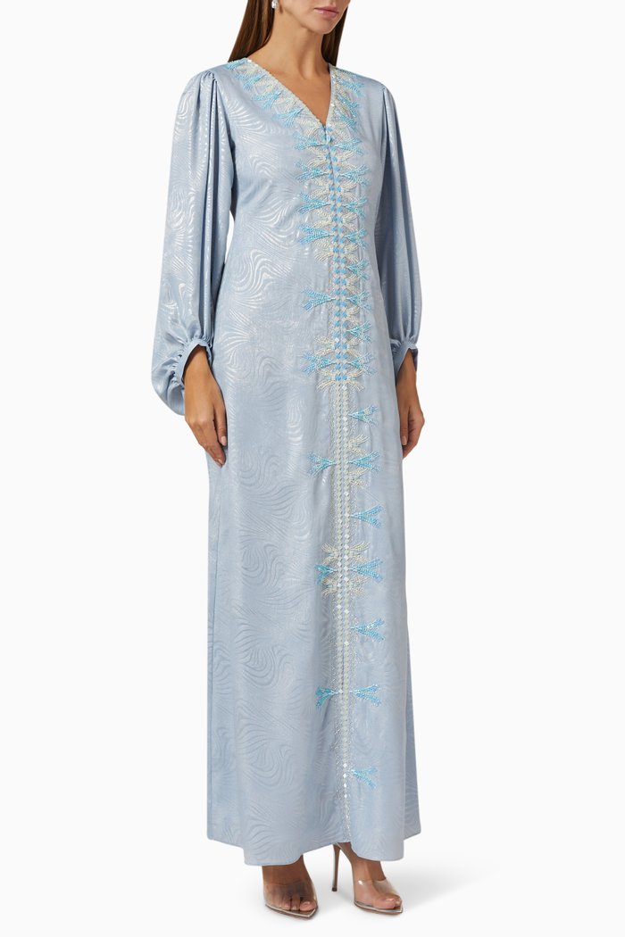 

Dress in Textured Satin, Blue