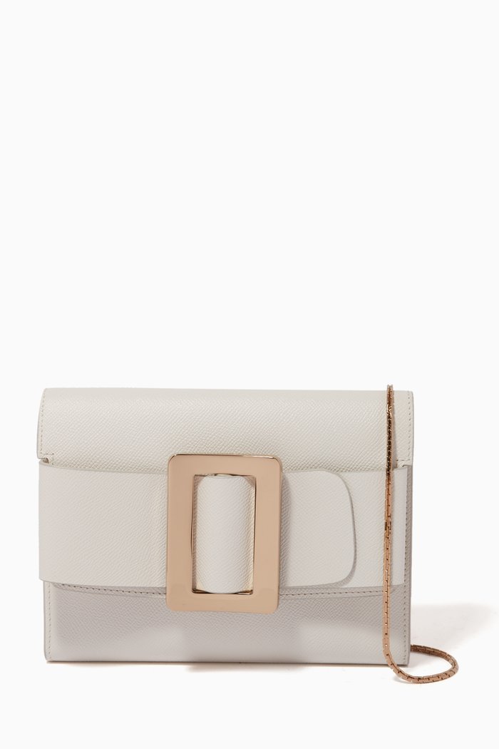 

Buckle Travel Case Crossbody Bag in Calfskin, White