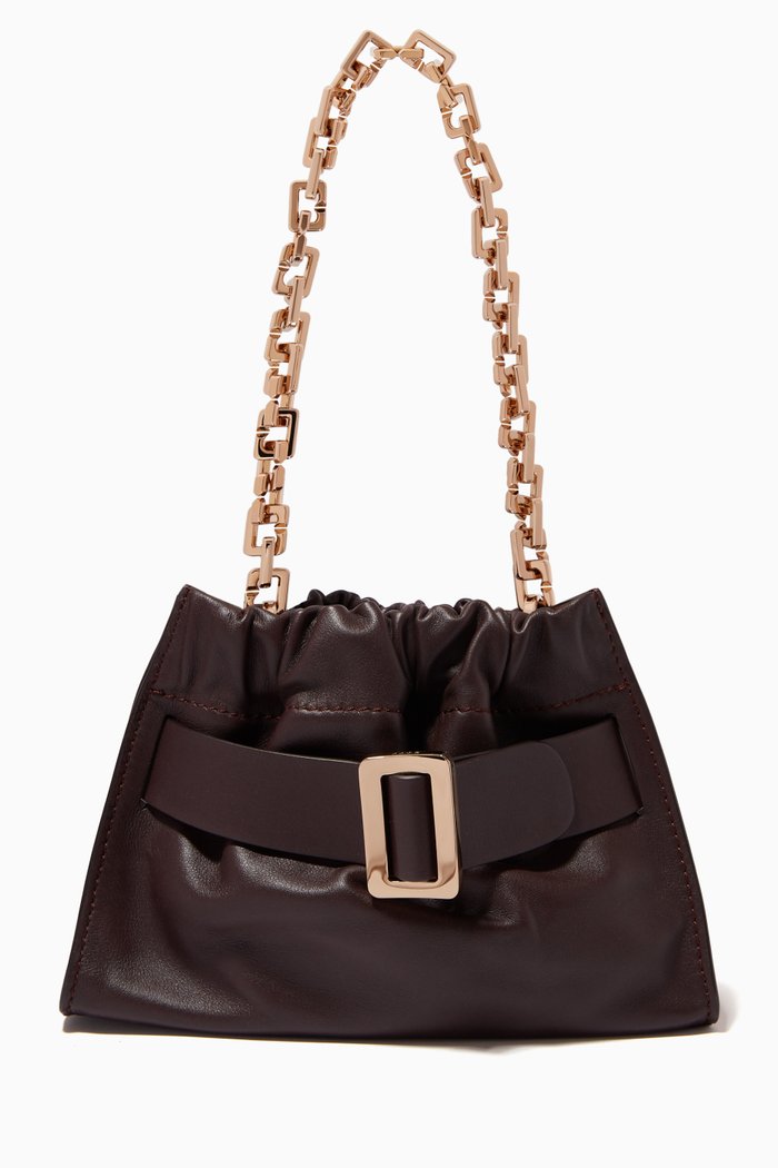 

Square Scrunchy Shoulder Bag in Calfskin, Brown