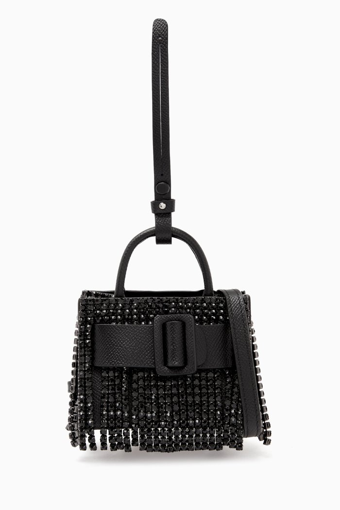 

Bobby Charm Mini Bag in Rhinestone Chandelier Grained Leather, Black