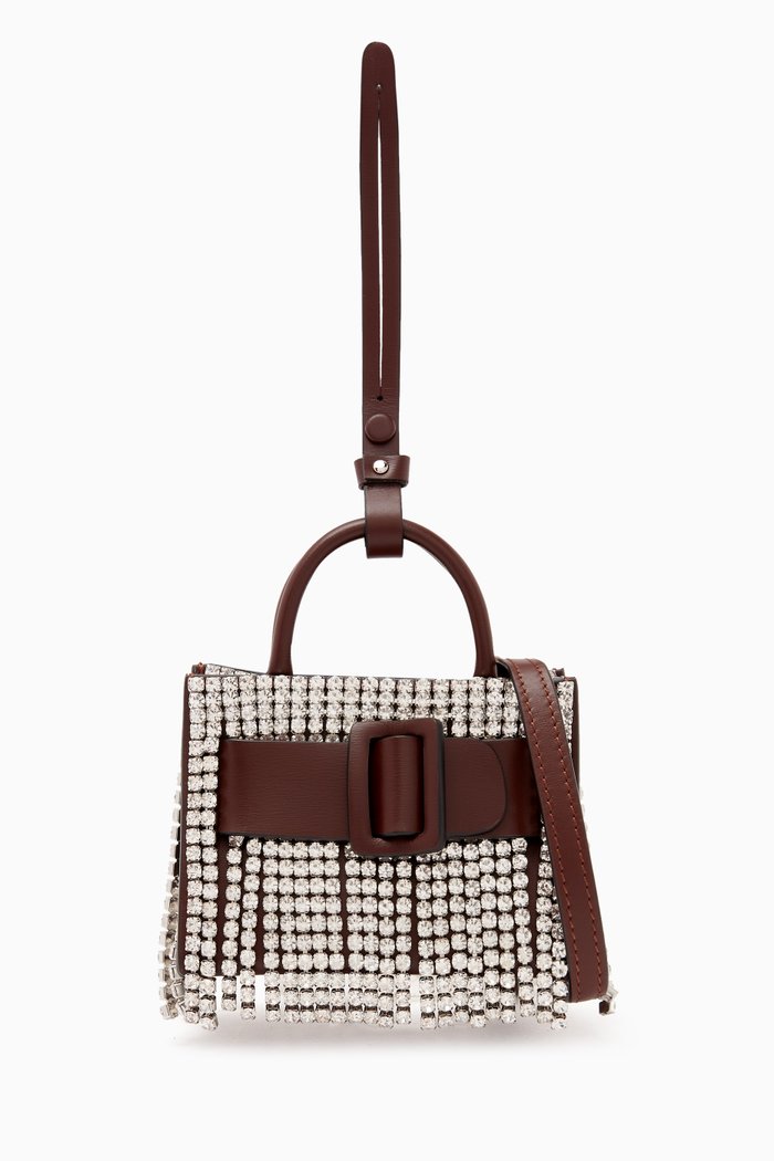 

Bobby Charm Mini Bag in Rhinestone Chandelier Grained Leather, Burgundy