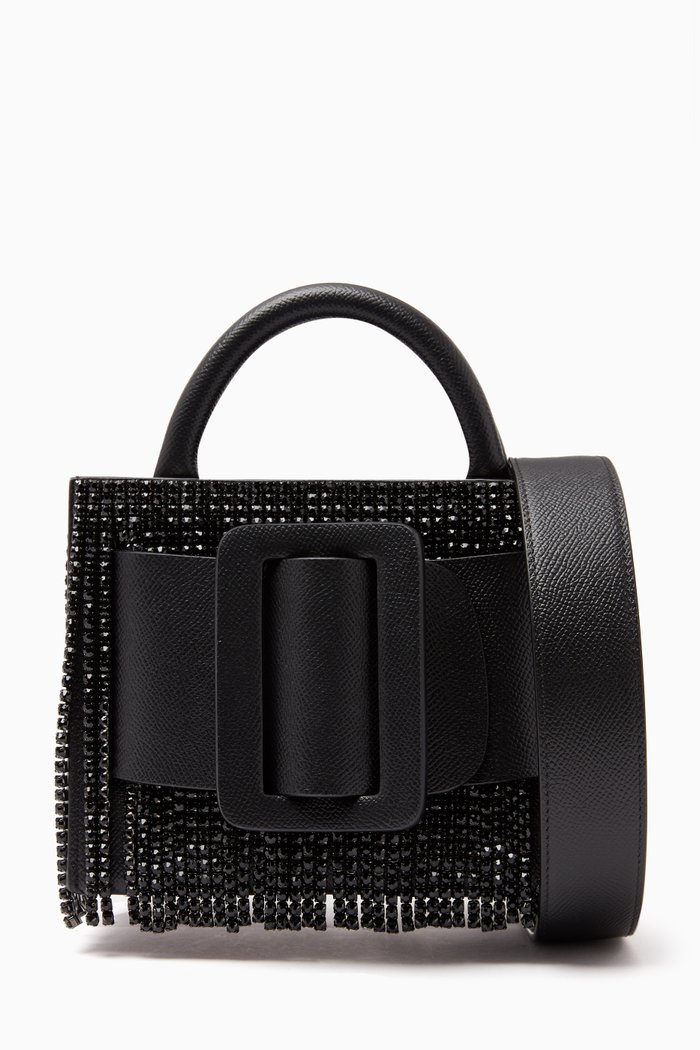 

Bobby 18 Bag in Rhinestone Chandelier Grained Leather, Black