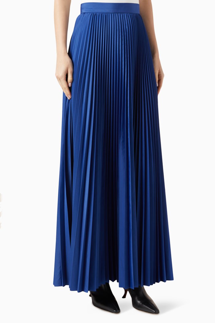 

Calte Pleated Maxi Skirt in Taffeta, Blue