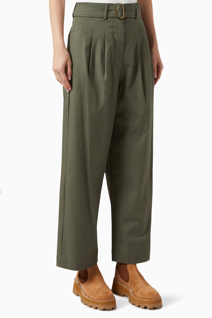 

Adorato Belted Pants in Stretch-cotton, Brown