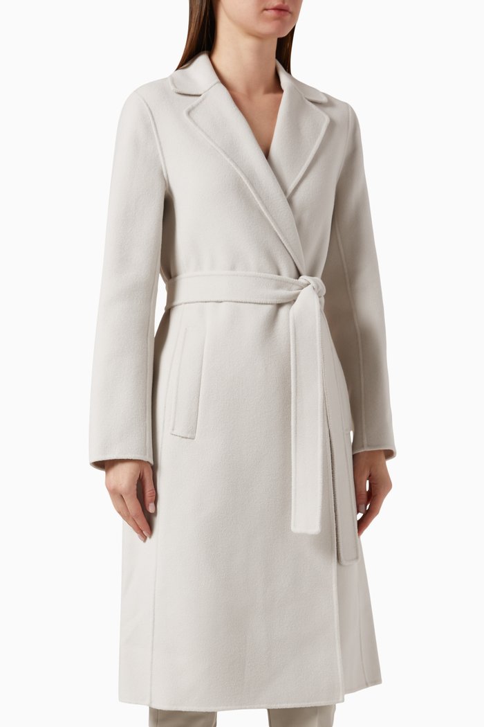 

Pauline Belted Coat in Wool, White