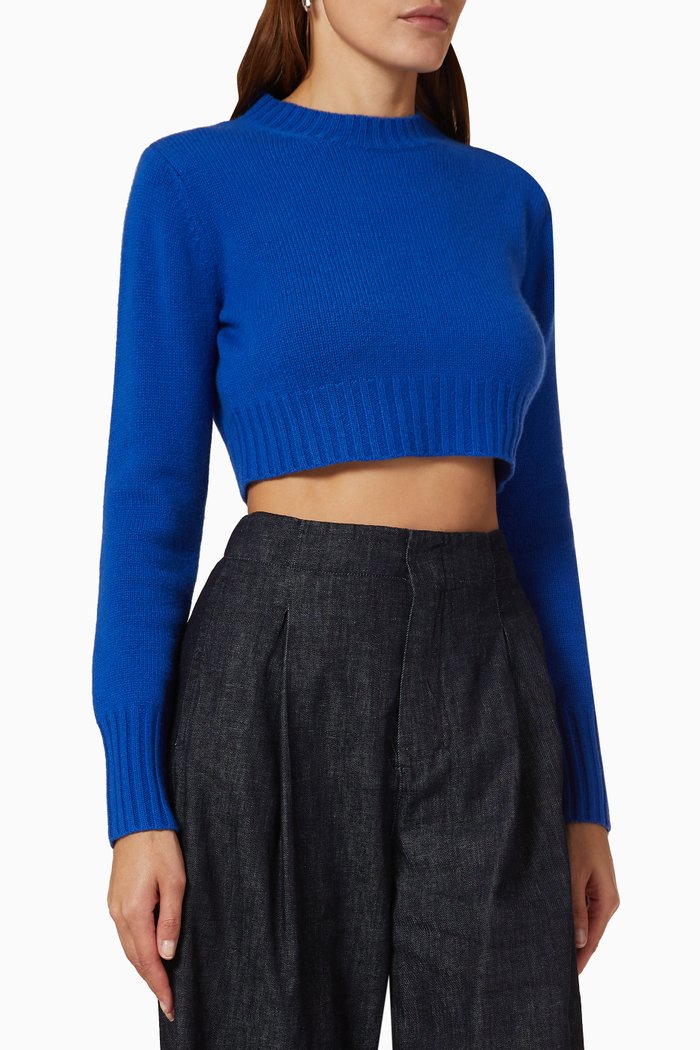 

Cinese Cropped Sweater in Cashmere, Blue