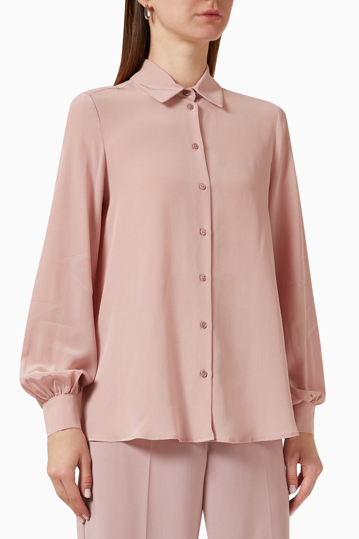 

Geo Shirt in Silk Crepe de Chine, Pink