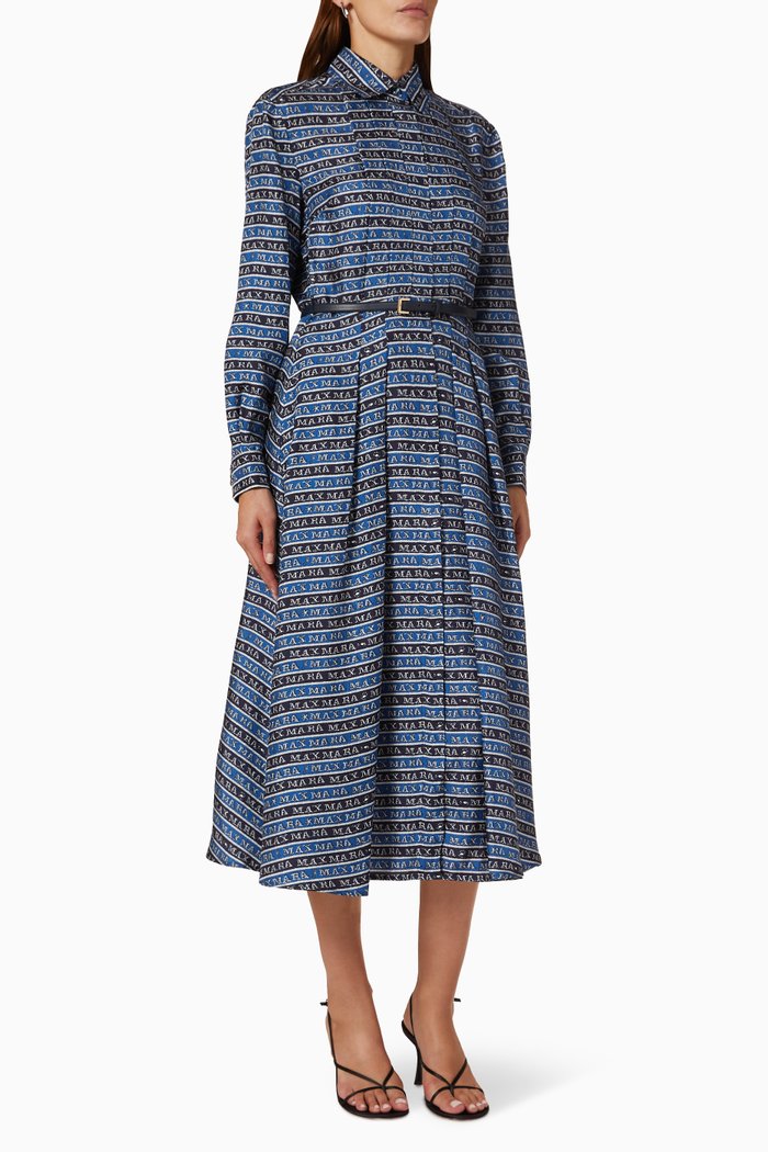 

Emmy Midi Dress in Silk, Blue