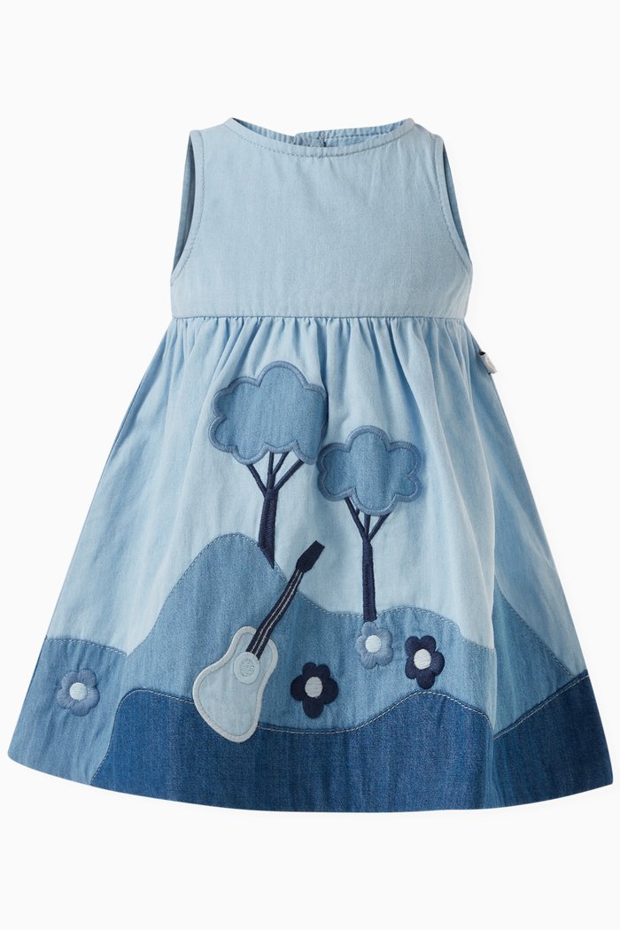 

Illustrated Dress in Cotton, Blue