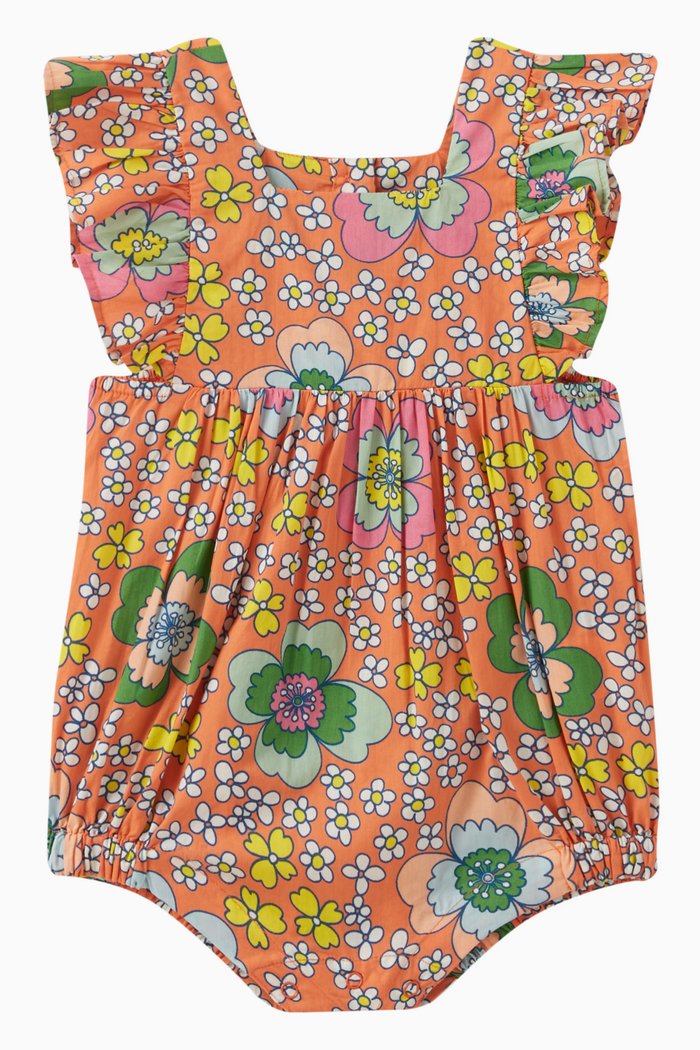 

Floral Print Romper in Cotton, Brown