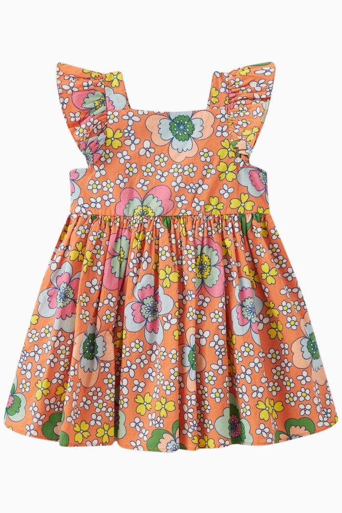 Floral Print Dress & Bloomers Set, Brown