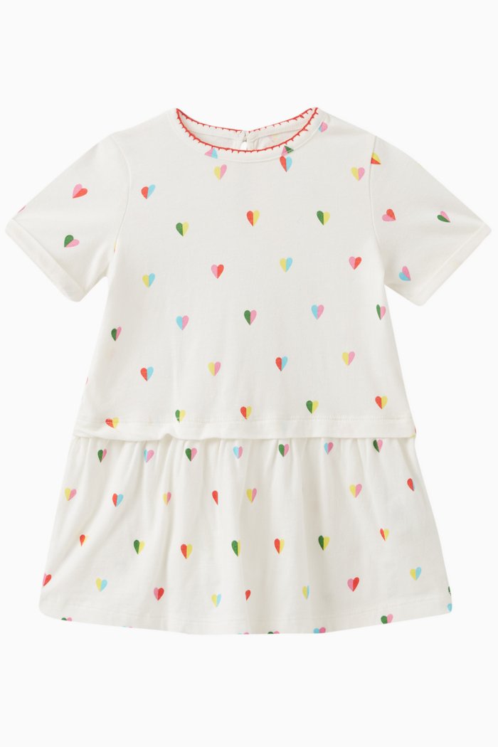 

Heart Print Dress in Cotton, Multicolour
