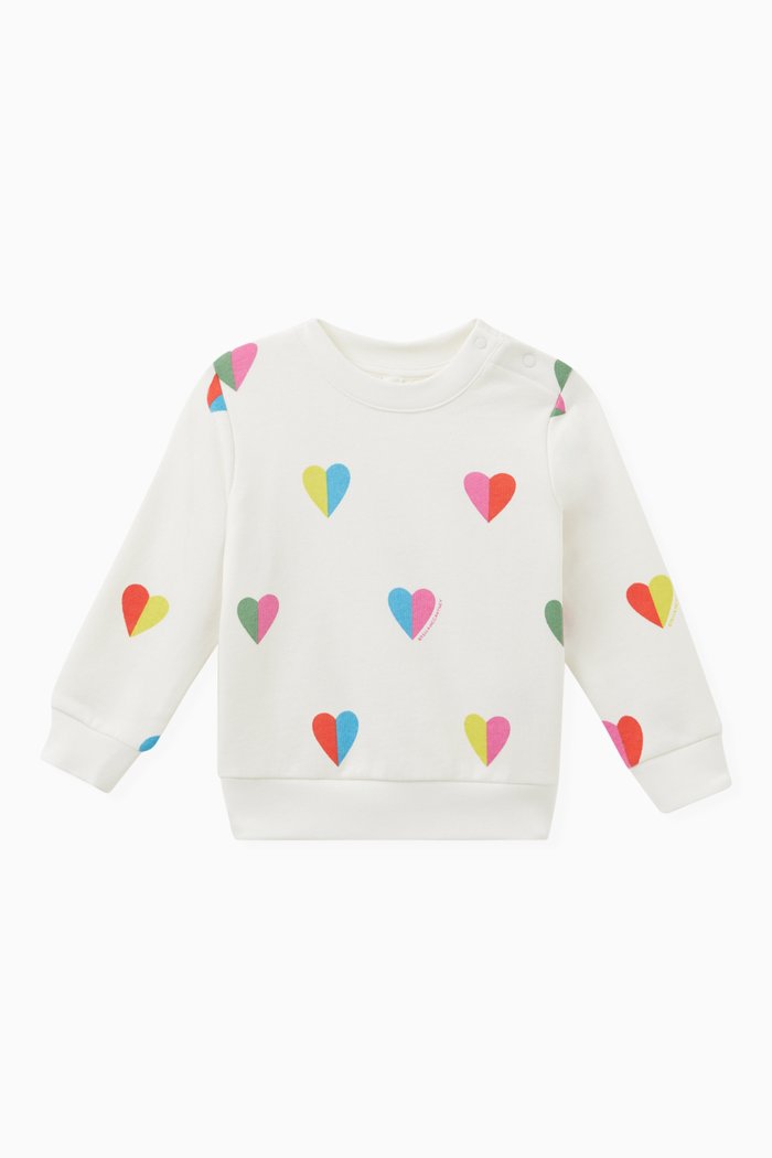 

All-over Hearts Sweatshirt in Cotton, Multicolour