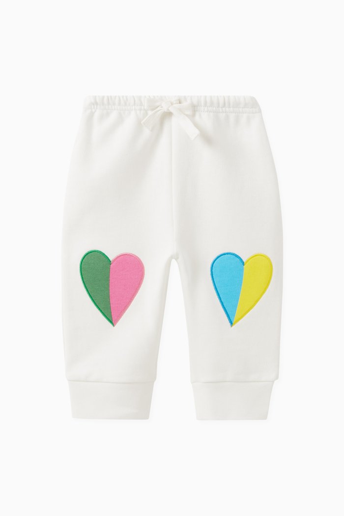

Heart-embroidered Sweatpants in Cotton, Neutral