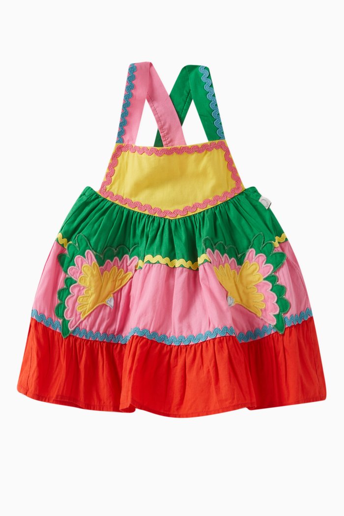Tiered Bird Dress, Multicolour
