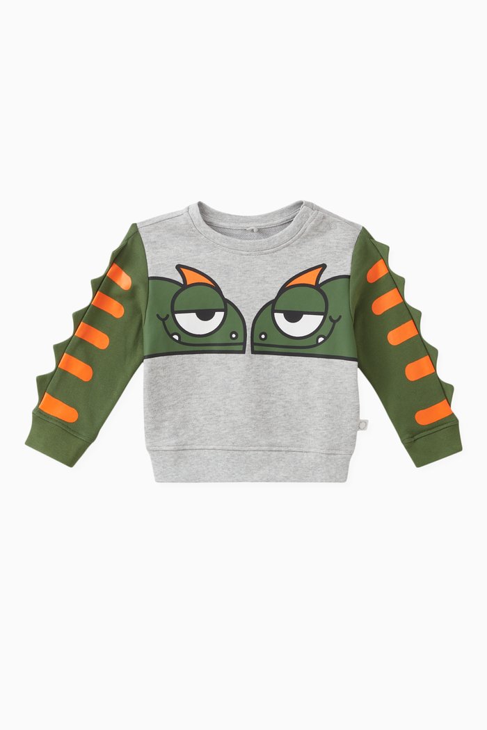 

Gecko-print Sweatshirt in Organic Cotton-jersey, Grey