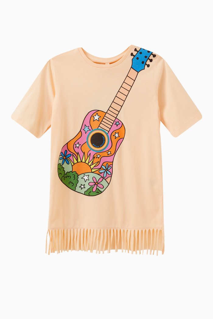 

Guitar Print Dress in Cotton, Pink
