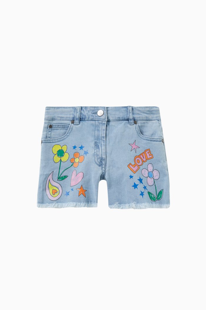 

Floral Print Shorts in Denim, Blue