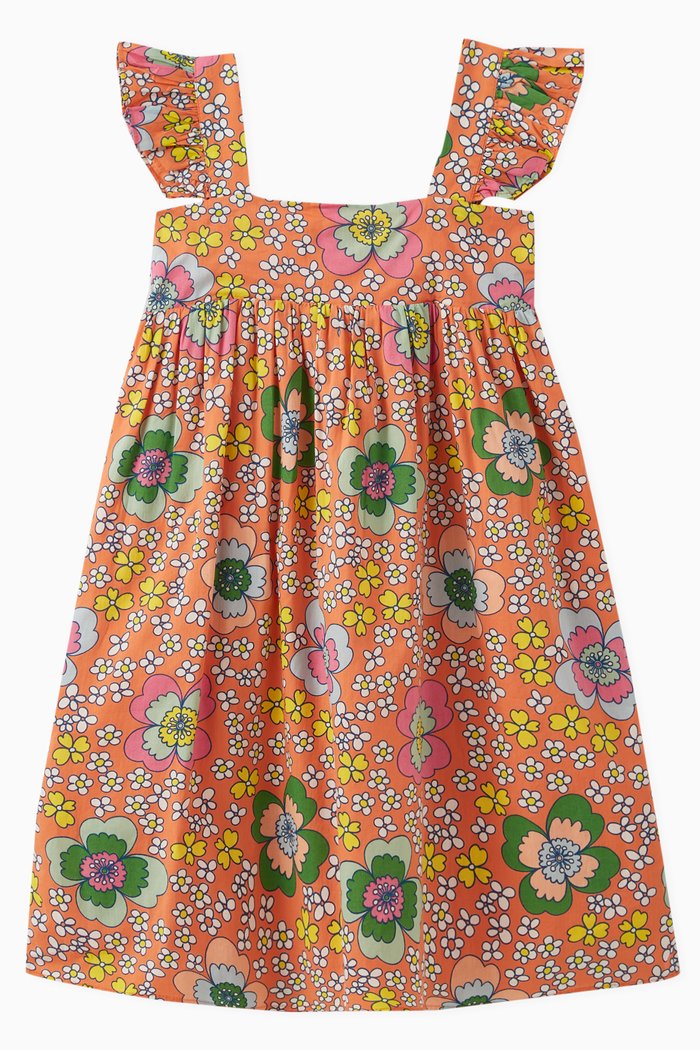 

Floral Print Dress in Cotton, Brown