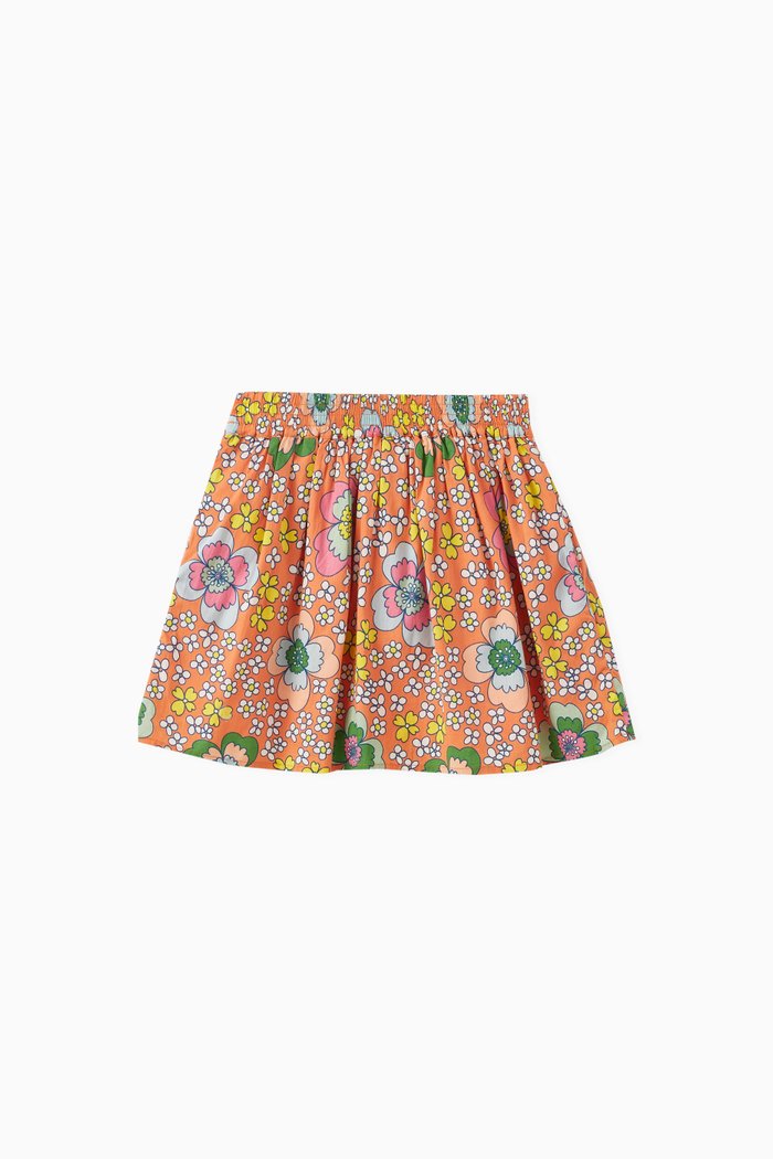 

Floral-print Skirt in Organic Cotton, Brown