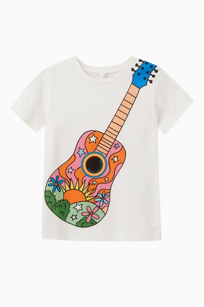 

Guitar Print T-shirt in Cotton, Neutral