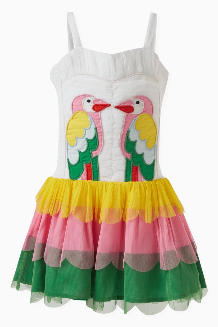 

Winged Parrot Appliqué Dress, Multicolour
