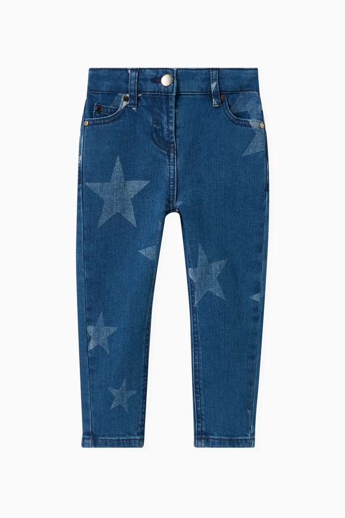 

Star Print Jeans in Organic Cotton, Blue
