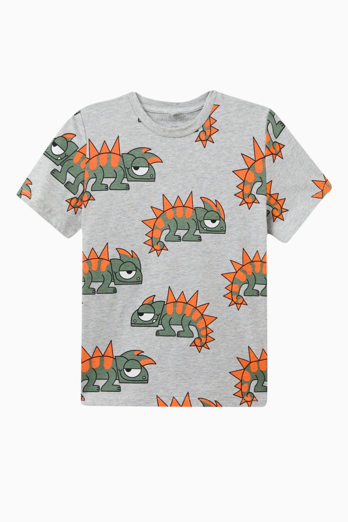 

Gecko Print Shirt in Cotton, Grey