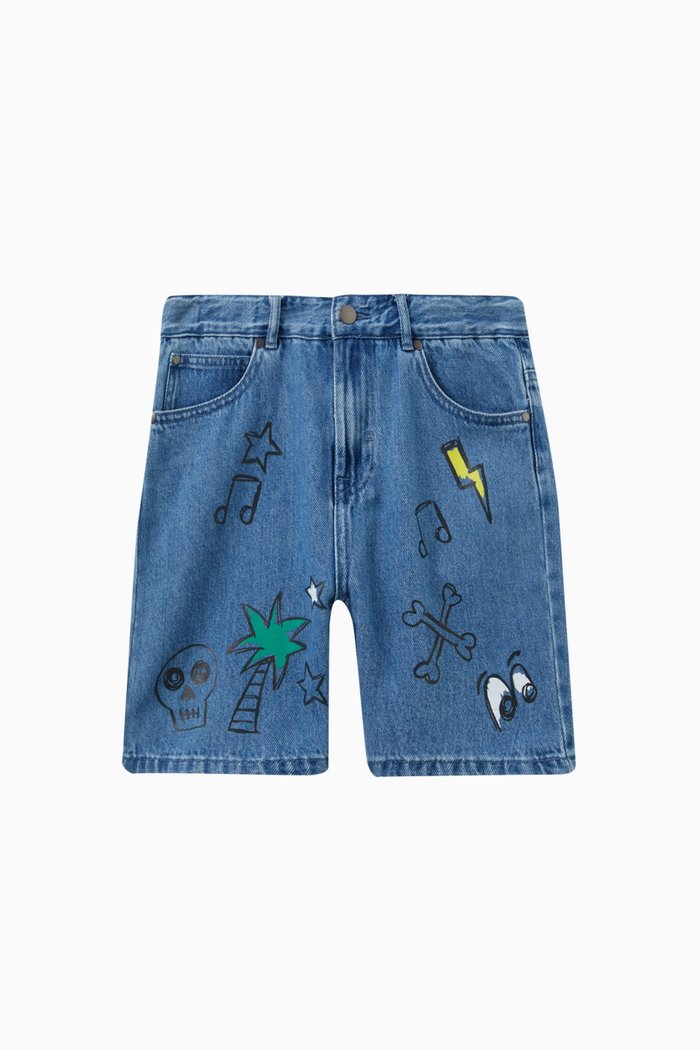 

Graphic Shorts in Denim, Blue