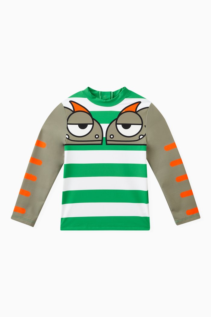 

Gecko Print Swim Shirt in Nylon, Green