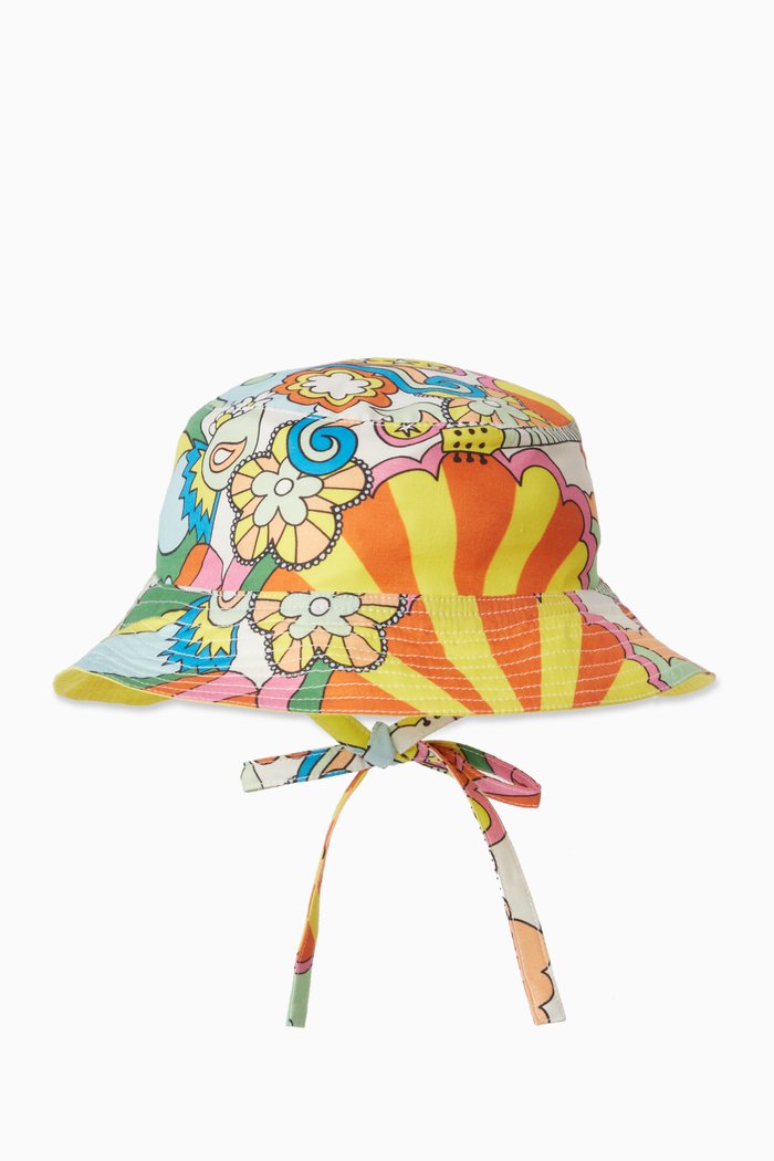 

Graphic Print Bucket Hat in Cotton, Multicolour