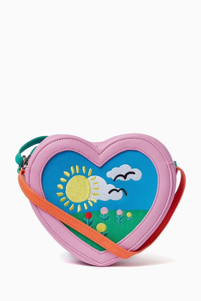 

Heart Shaped Crossbody Bag in Faux Leather, Multicolour
