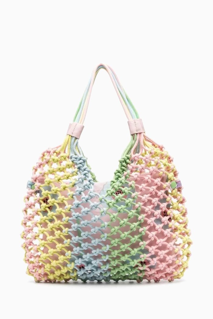 

Rainbow Knitted Shoulder Bag in Cotton, Multicolour