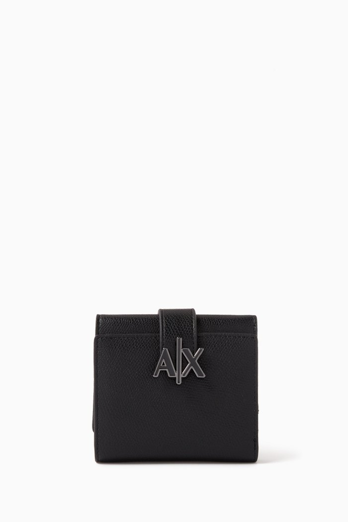 

Mini AX Logo Wallet in Leather, Black