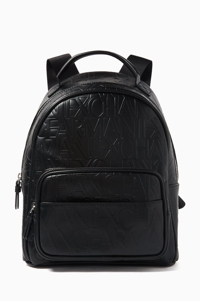 

Backpack in AX Embossed Faux Leather, Black