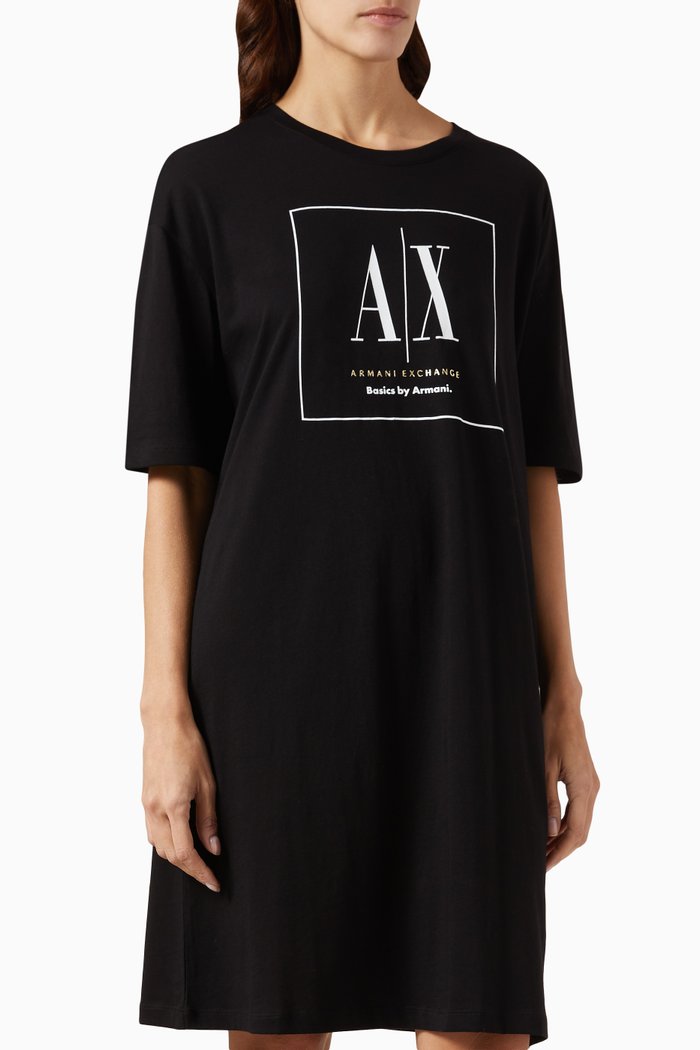 

Logo T-shirt Dress in Jersey, Black