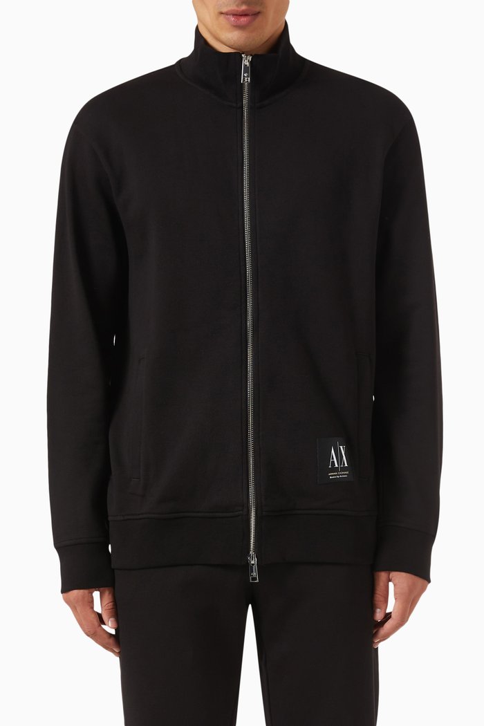 

Zip-up Sweatshirt in Fleece, Black