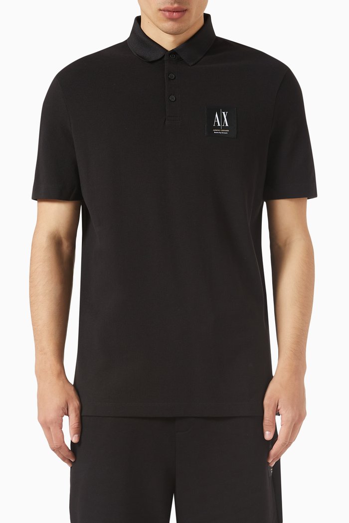 

Logo Polo Shirt in Cotton Piqué, Black