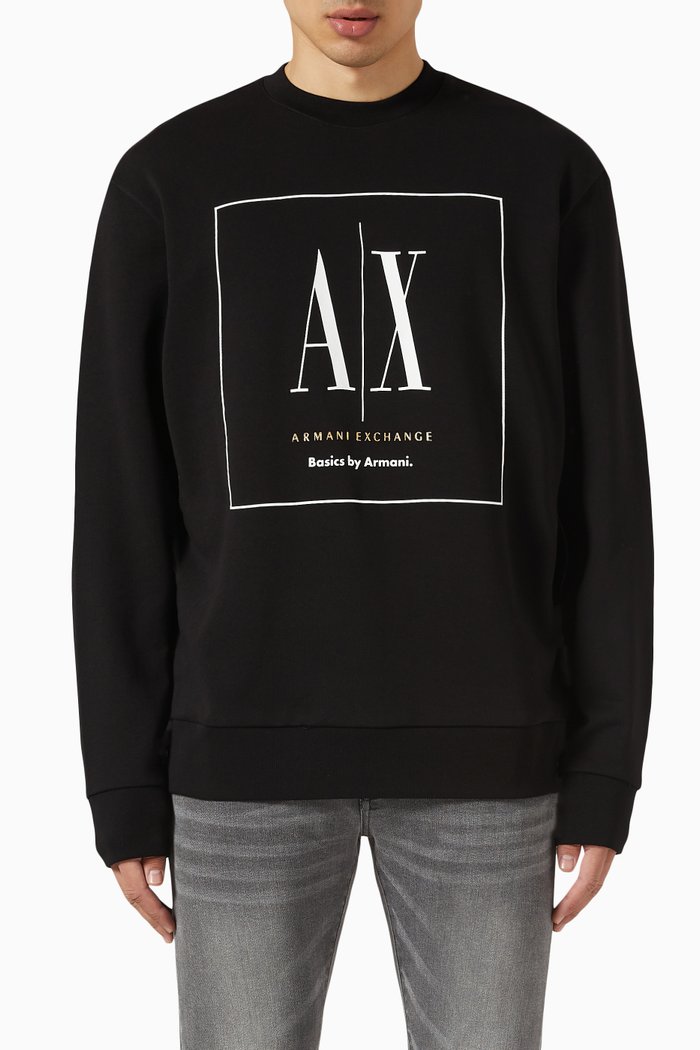 Logo Sweatshirt in Cotton, Black