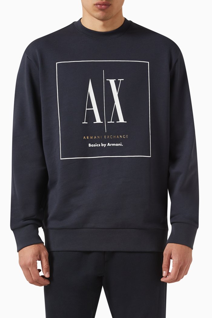 Logo Sweatshirt in Cotton, Blue