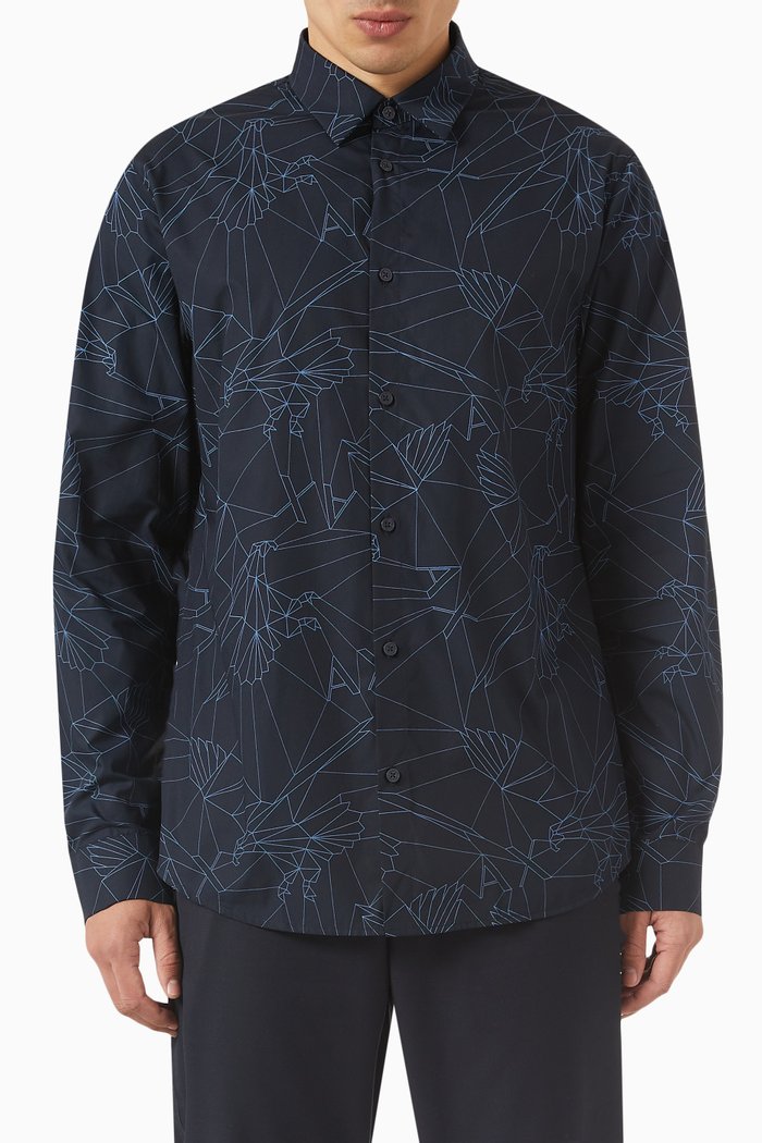 

Printed Shirt in Cotton, Blue