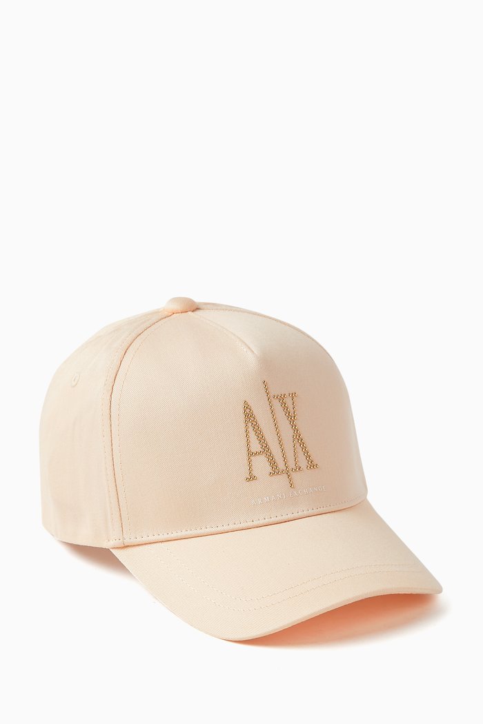 

Rhinestone AX Logo Baseball Cap in Gabardine, Pink