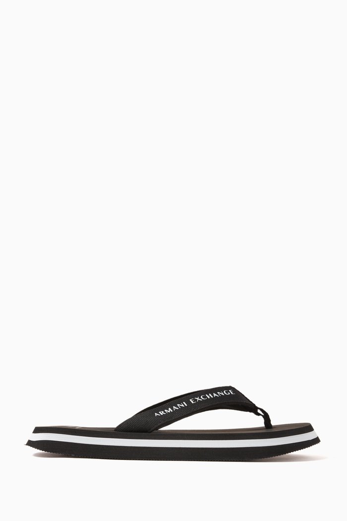 

Bali AX Logo Slippers in Grosgrain & Rubber, Black
