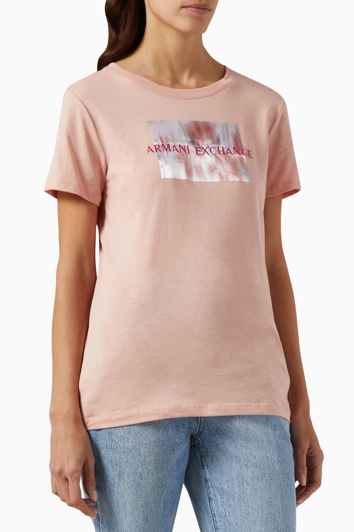 

Secret Garden Print T-shirt in Cotton Jersey, Pink
