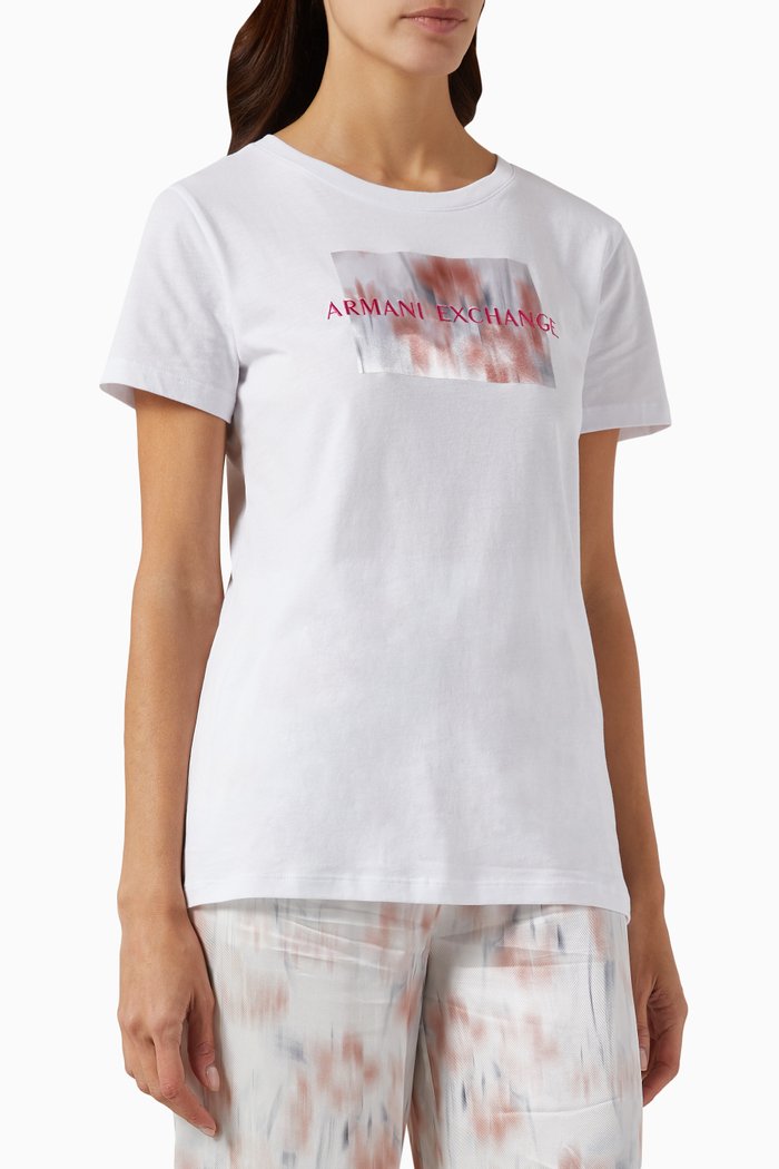 Secret Garden Print T-shirt in Cotton Jersey, White
