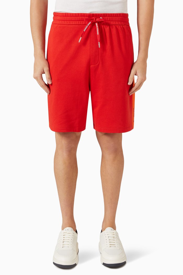 Colourblock Logo Sweatshorts in Cotton Fleece, Orange
